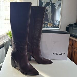 Nine West size 11 dark brown boots.Excellent condition!!Side zipper, 3.75” heel
